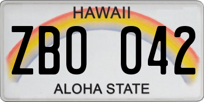 HI license plate ZBO042