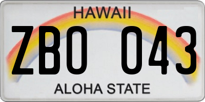 HI license plate ZBO043