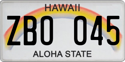 HI license plate ZBO045