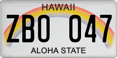 HI license plate ZBO047