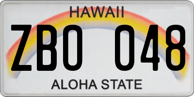 HI license plate ZBO048