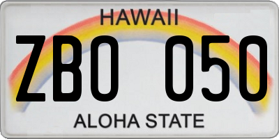 HI license plate ZBO050