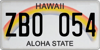 HI license plate ZBO054