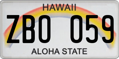 HI license plate ZBO059