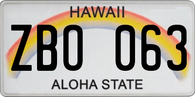 HI license plate ZBO063