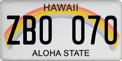 HI license plate ZBO070