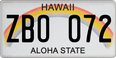HI license plate ZBO072