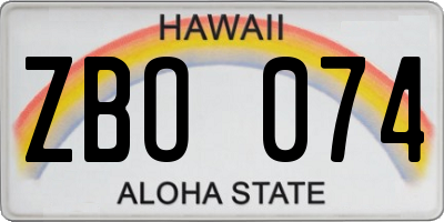 HI license plate ZBO074