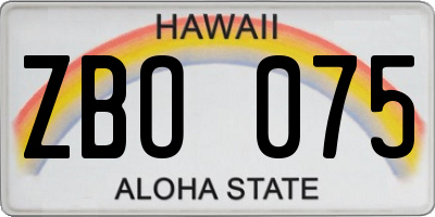 HI license plate ZBO075