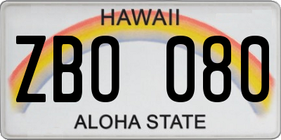 HI license plate ZBO080