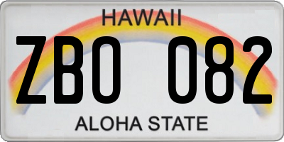 HI license plate ZBO082