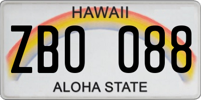 HI license plate ZBO088