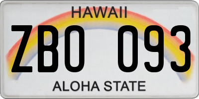 HI license plate ZBO093