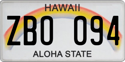 HI license plate ZBO094
