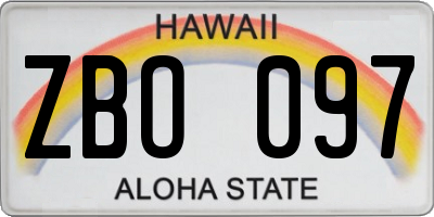 HI license plate ZBO097
