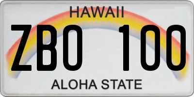 HI license plate ZBO100