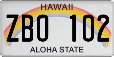 HI license plate ZBO102