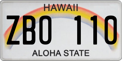 HI license plate ZBO110
