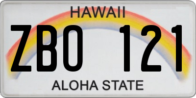 HI license plate ZBO121