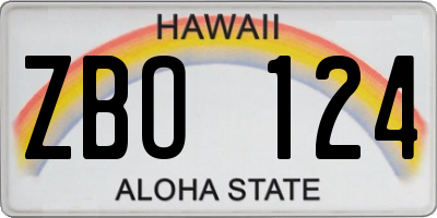 HI license plate ZBO124