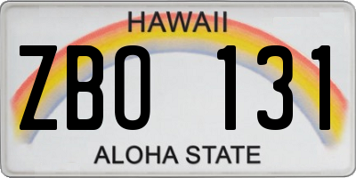 HI license plate ZBO131