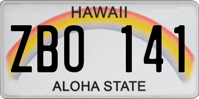 HI license plate ZBO141