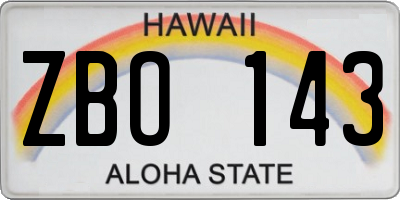 HI license plate ZBO143