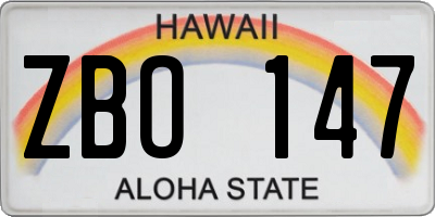 HI license plate ZBO147