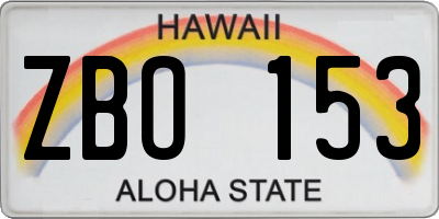 HI license plate ZBO153