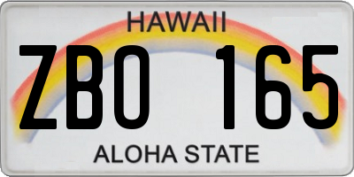 HI license plate ZBO165