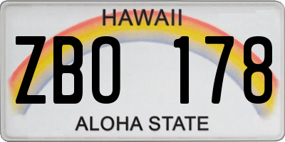 HI license plate ZBO178