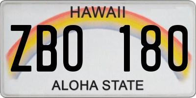 HI license plate ZBO180