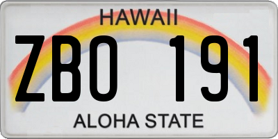 HI license plate ZBO191