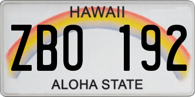 HI license plate ZBO192