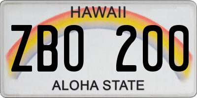 HI license plate ZBO200