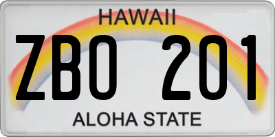HI license plate ZBO201