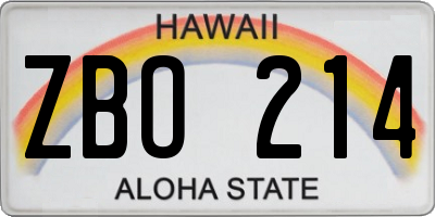 HI license plate ZBO214