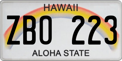 HI license plate ZBO223
