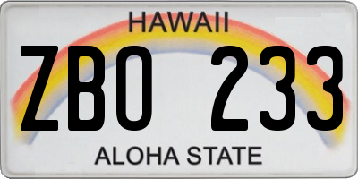HI license plate ZBO233