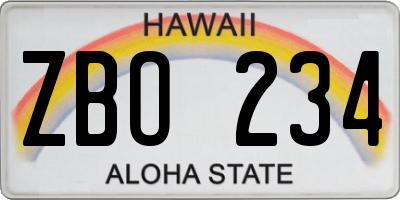 HI license plate ZBO234