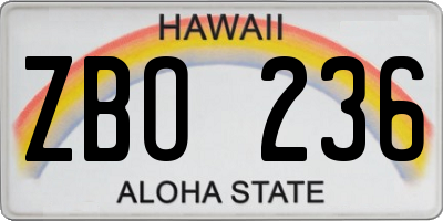 HI license plate ZBO236