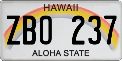 HI license plate ZBO237