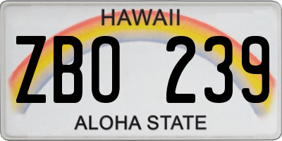HI license plate ZBO239
