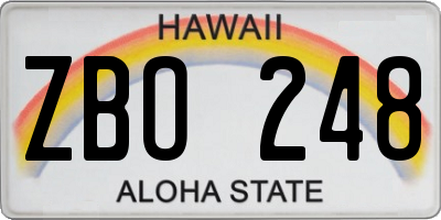 HI license plate ZBO248