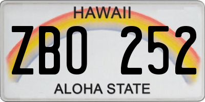 HI license plate ZBO252