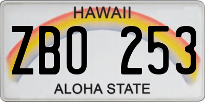 HI license plate ZBO253