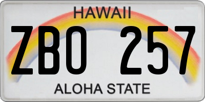 HI license plate ZBO257