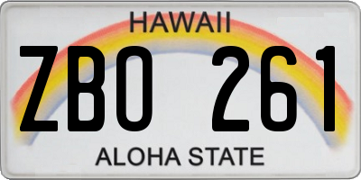 HI license plate ZBO261