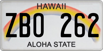 HI license plate ZBO262