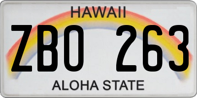 HI license plate ZBO263